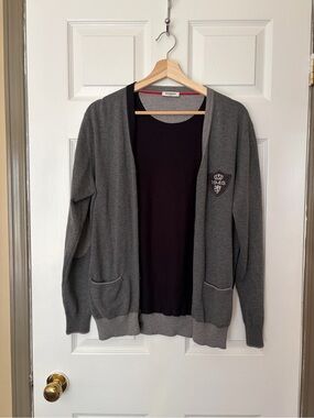 Balmain Men's Grey Cardigan with Crest